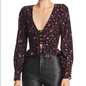 For Love and Lemons Isabella ruched long sleeve floral top